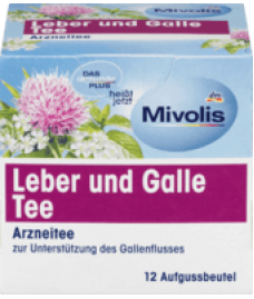 Лекарственный чай для печени и желчного пузыря, 12 пакетиков Mivolis Arznei-Tee, Leber und Galle Tee, 21 g