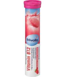 Mivolis Vitamin B12 Brausetabletten, 20 St-С малиново-клубничным вкусом Витамин B12 