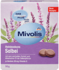 Леденцы для горла Mivolis Halsbonbons Salbei, 50 g