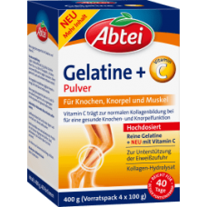 Abtei Gelatine Pulver 400гр., 4 порцийи по 100грамм (Германия)  Желатиновый порошок  для укрепления мышц и костей и костей
